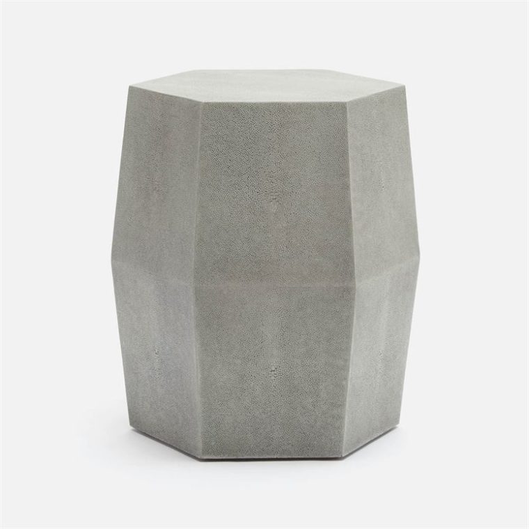 Dary Hexagonal Faux Shagreen Stool - Image 2