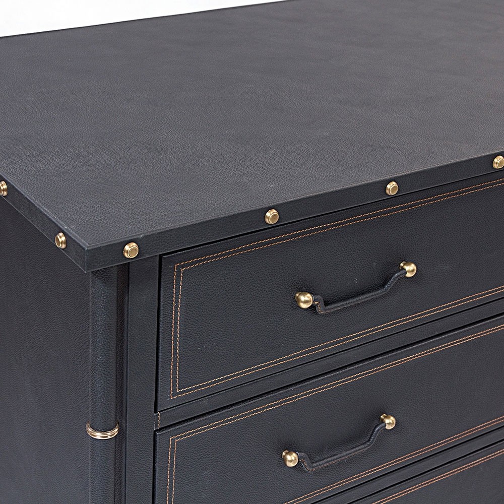 Large Black Leather Wrapped Richter Dresser Mecox Gardens