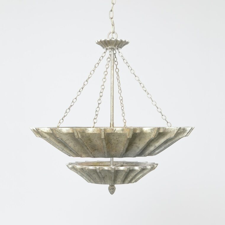 Scalloped Two Tier Gold Leaf Chandelier