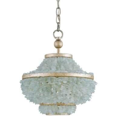 Three Tiered Seafoam Glass Chandelier