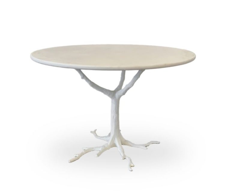 Faux Bois Marble and Iron Table