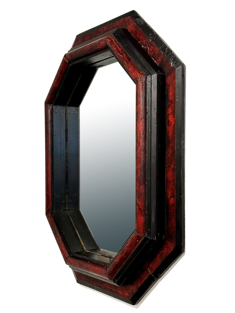 Antique Octagonal Painted Wood Mirror