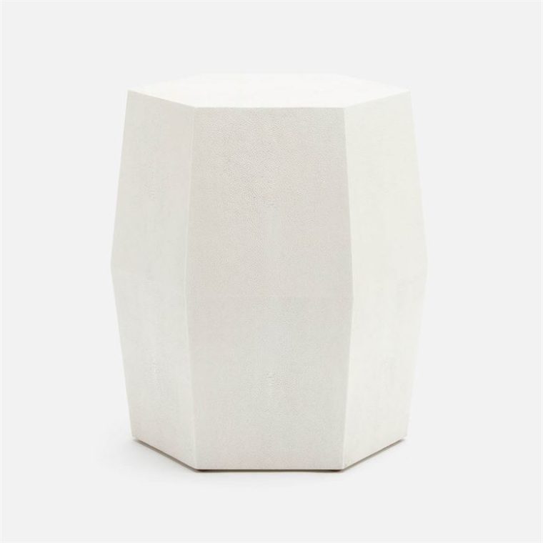 Dary Hexagonal Faux Shagreen Stool - Image 4