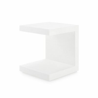 Short Lacquered Linen Modernist Side Table