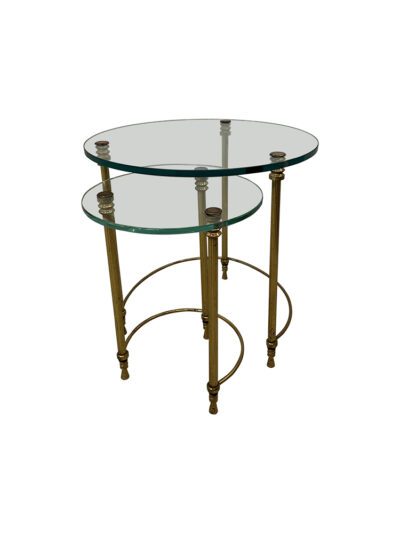 Vintage French Glass Top Nesting Tables