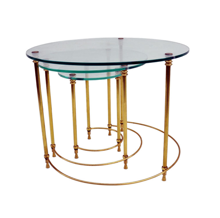 Vintage French Glass Top Nesting Tables Mecox Gardens