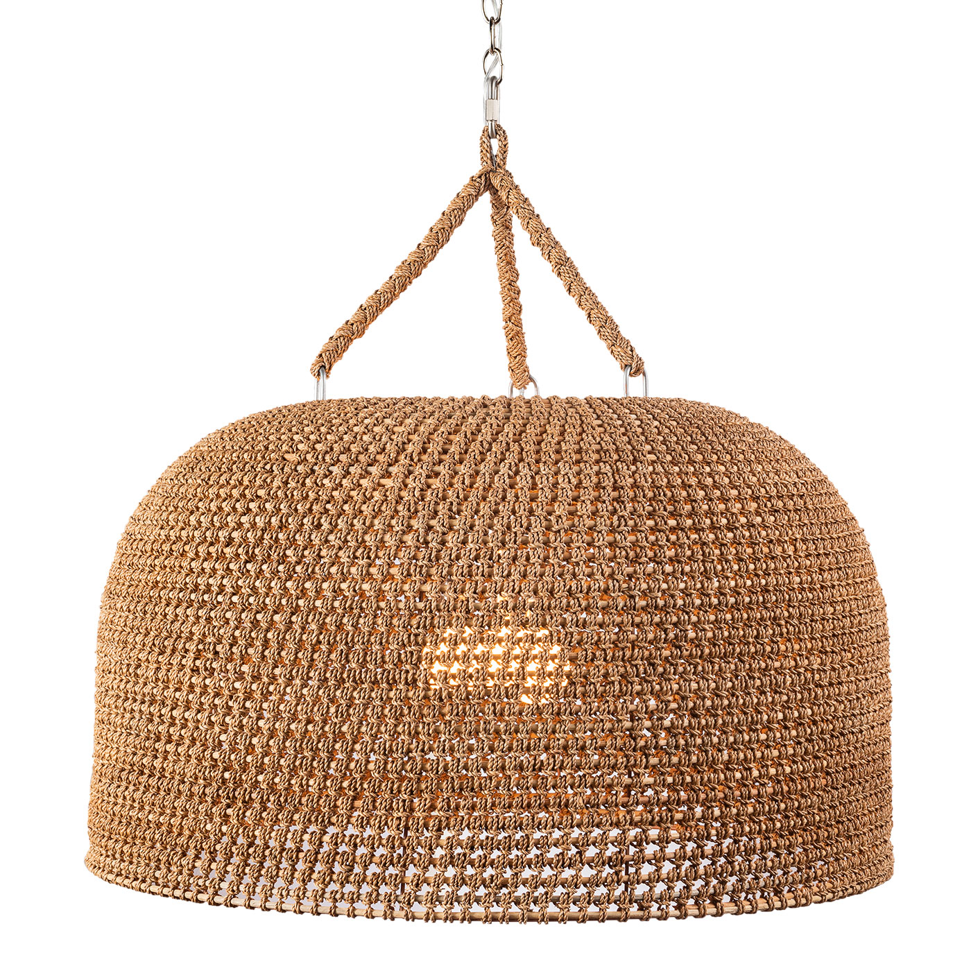 Round Rattan and Rope Woven Pendant - Mecox Gardens