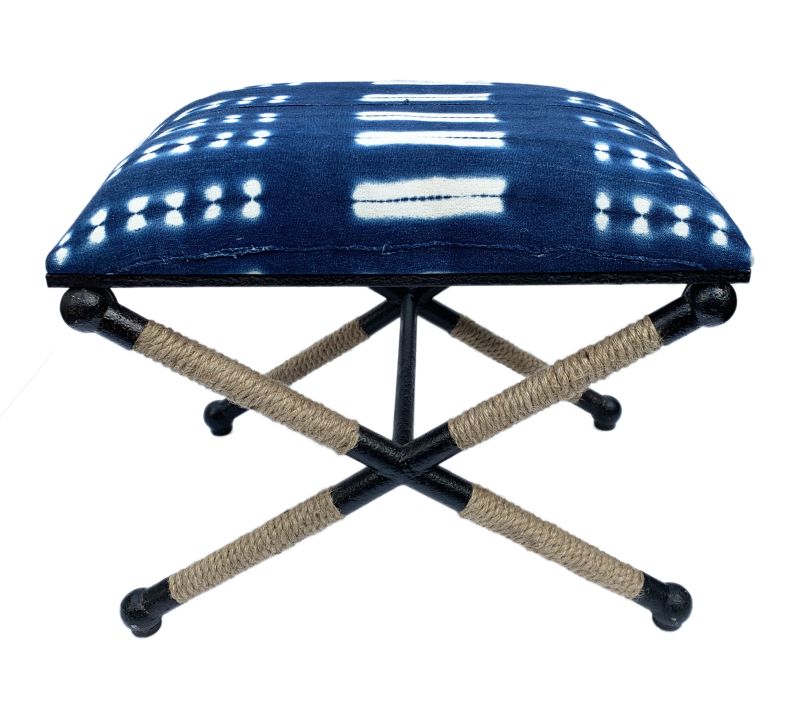 Backman X Rope Stool in Indigo Cloth - Mecox Gardens