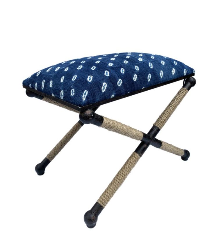 Backman X Rope Stool in Indigo Cloth - Mecox Gardens