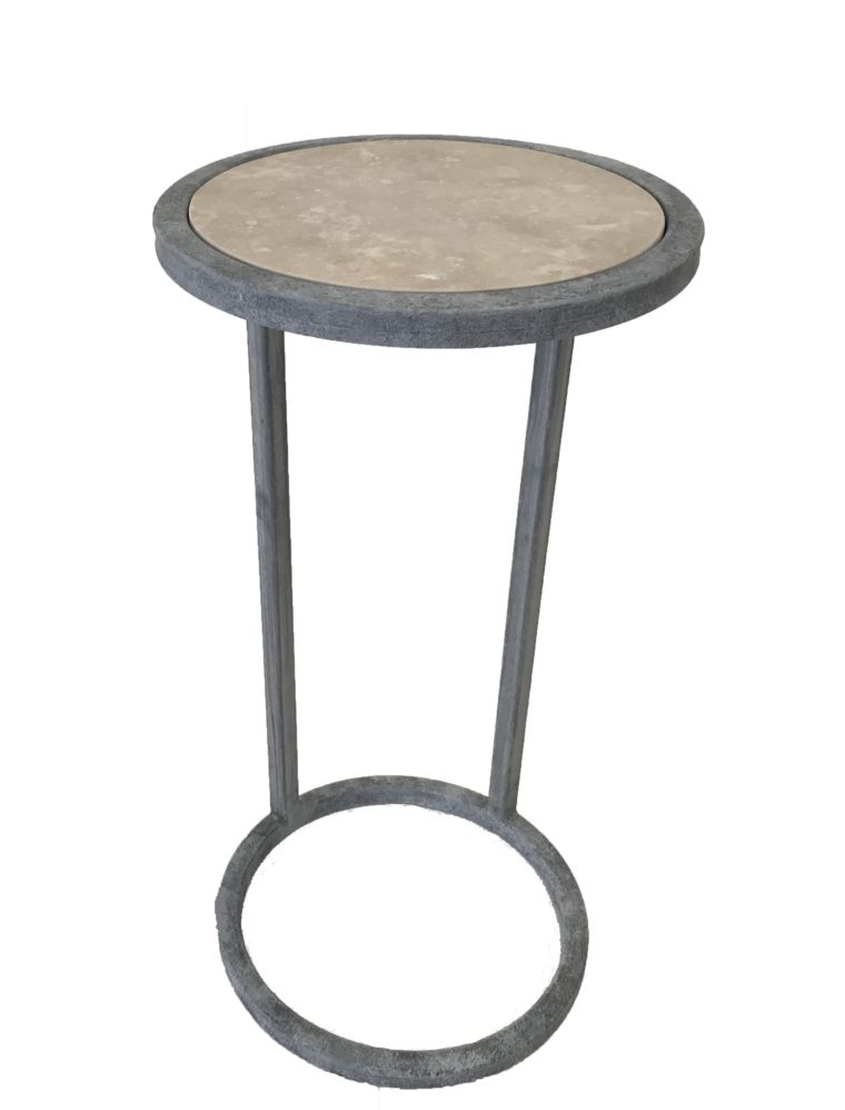 Circular Travertine Side Table