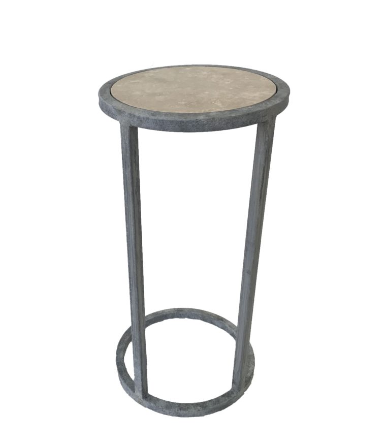 Circular Travertine Side Table - Image 3