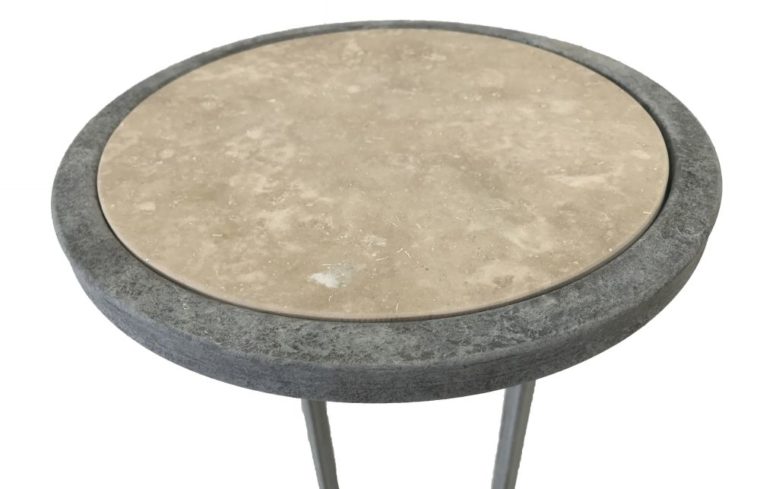 Circular Travertine Side Table - Image 4