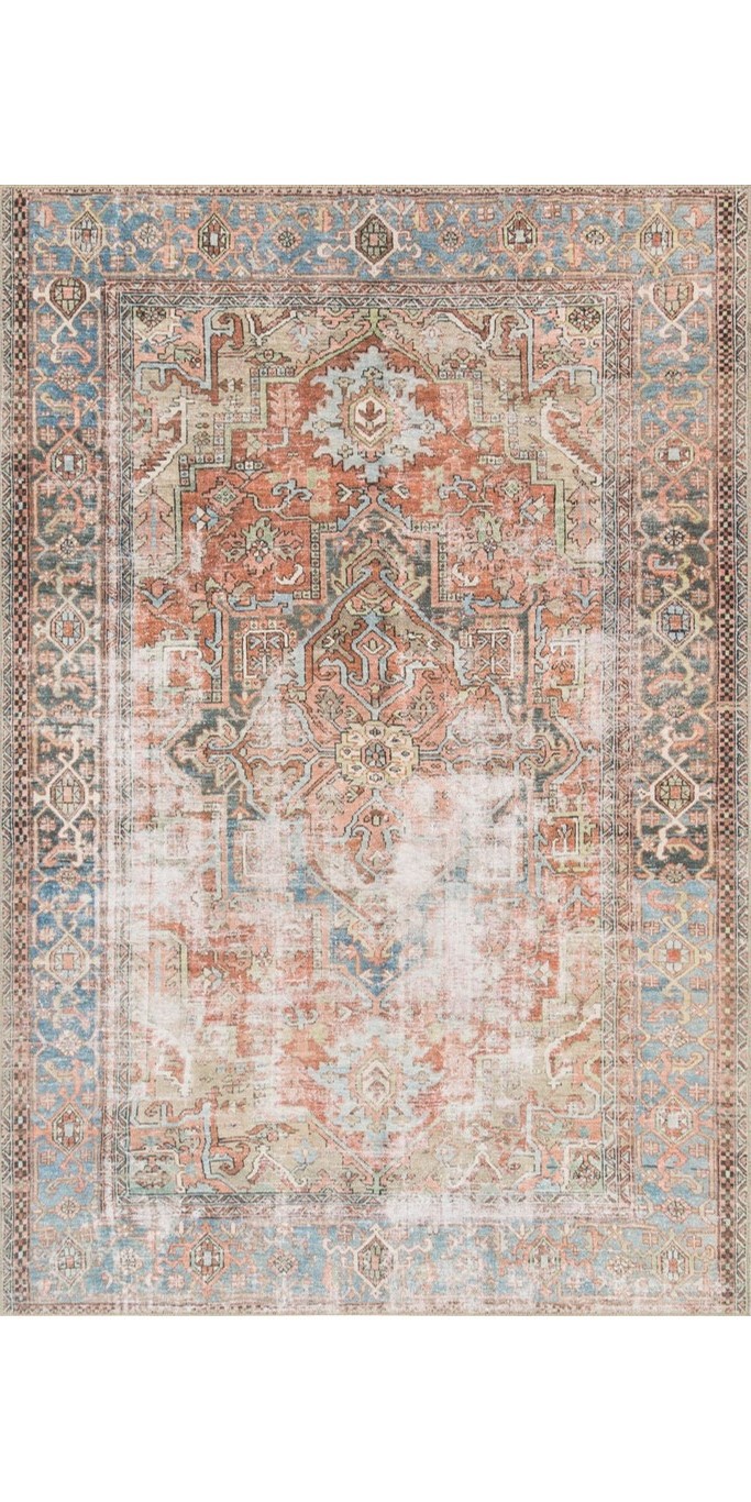 Blue and Terracotta Multi Colored Area Rugs - Mecox Gardens