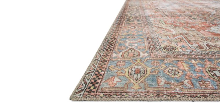 Blue and Terracotta Multi Colored Area Rugs - Image 2