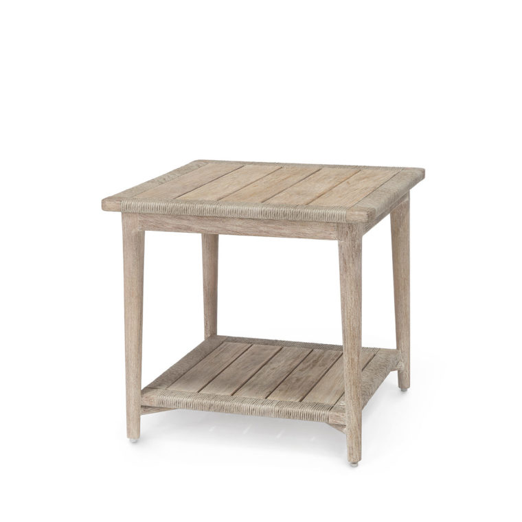 Teak and Abaca Woven Outdoor Side Table