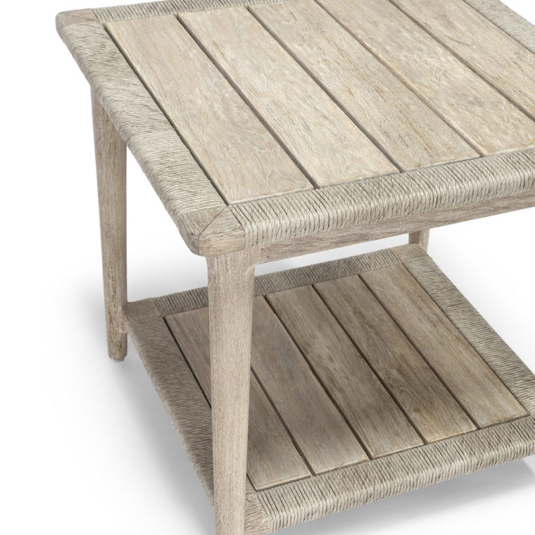 Teak and Abaca Woven Outdoor Side Table - Image 2