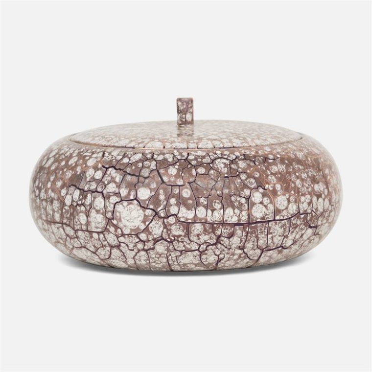 Crackled Mauve Ceramic Bowl - Image 2