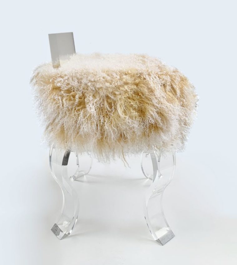 Round Tibetan Swivel Vanity Stool - Image 3