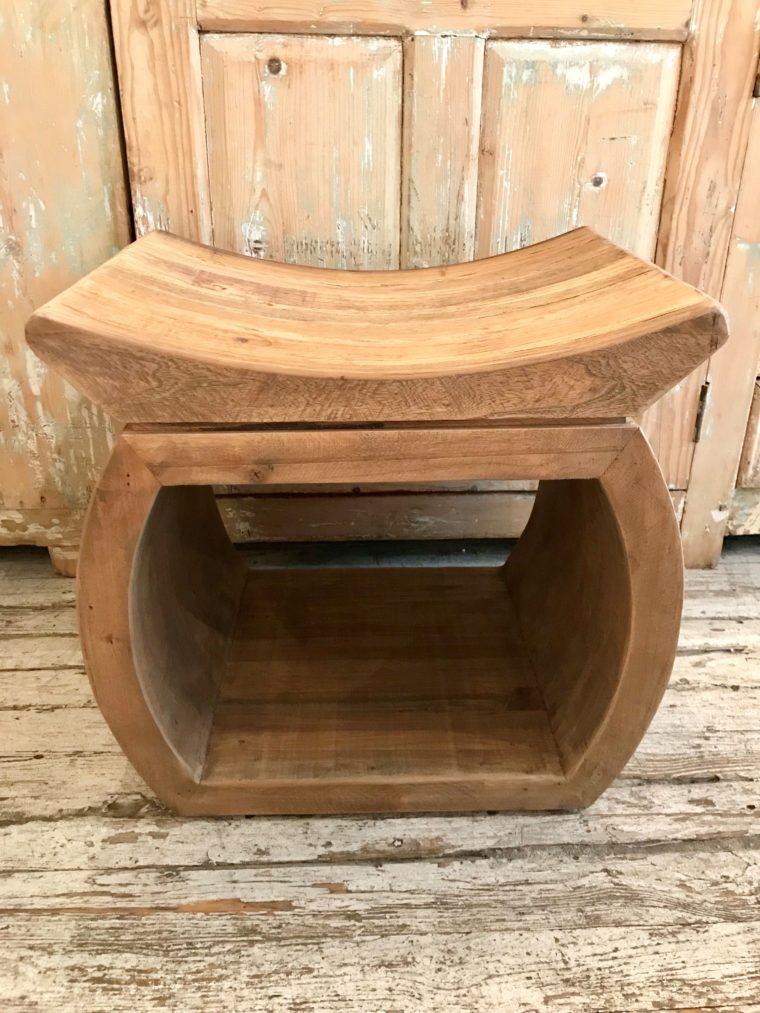 Rustic Reclaimed Elm Stool - Image 7