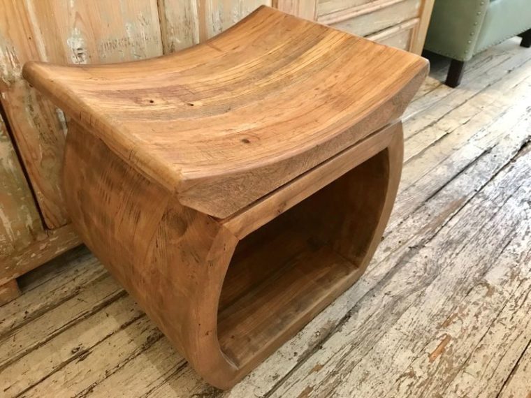 Rustic Reclaimed Elm Stool - Image 8