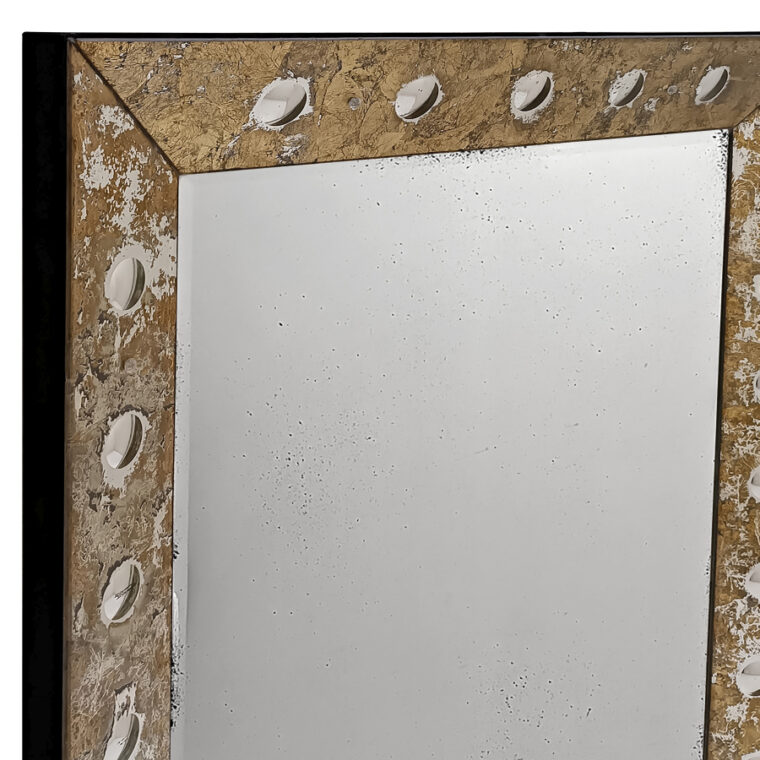 Rectangular Aged Venetian Style Gold Mirror - Image 2