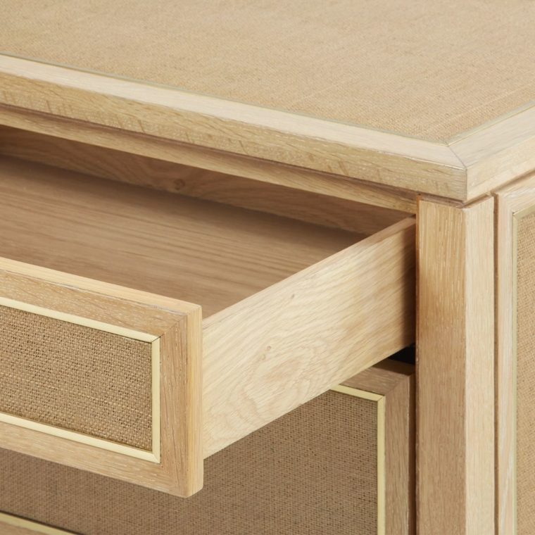 Natural Oak and Jute 3 Drawer Side Table - Image 4