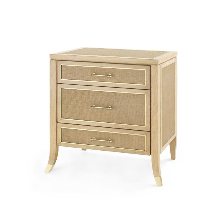 Natural Oak and Jute 3 Drawer Side Table