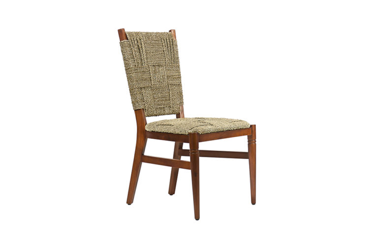 Colby Woven and Teak Side Dining Chair - Image 2