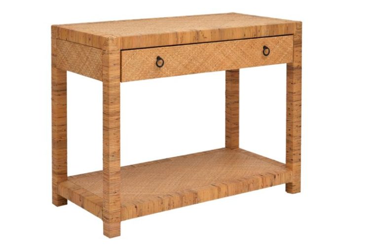 Wainscott Rattan and Raffia Bedside Table