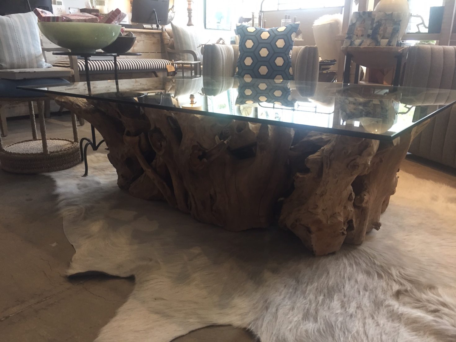Pieced Teak Root Coffee Table Mecox Gardens
