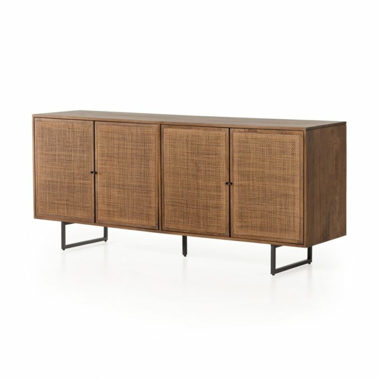 Natural Mango Wood and Cane Buffet - Image 10