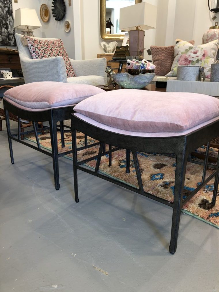 Phillip Ottoman in Rose Velvet - Image 8