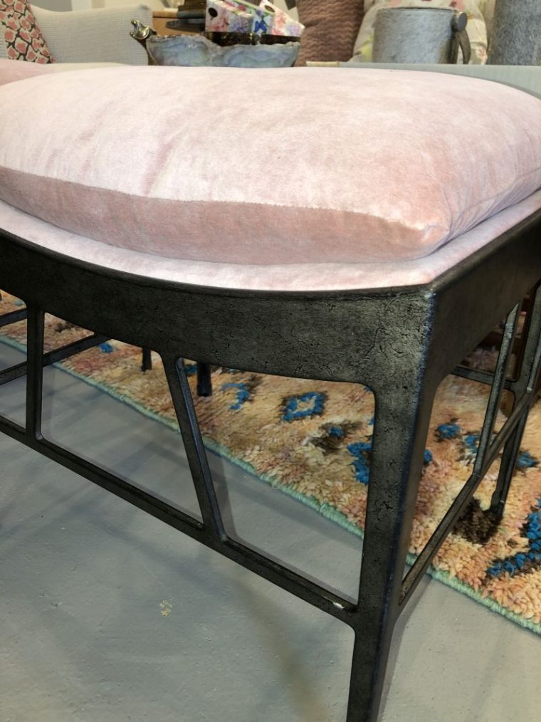 Phillip Ottoman in Rose Velvet - Image 6