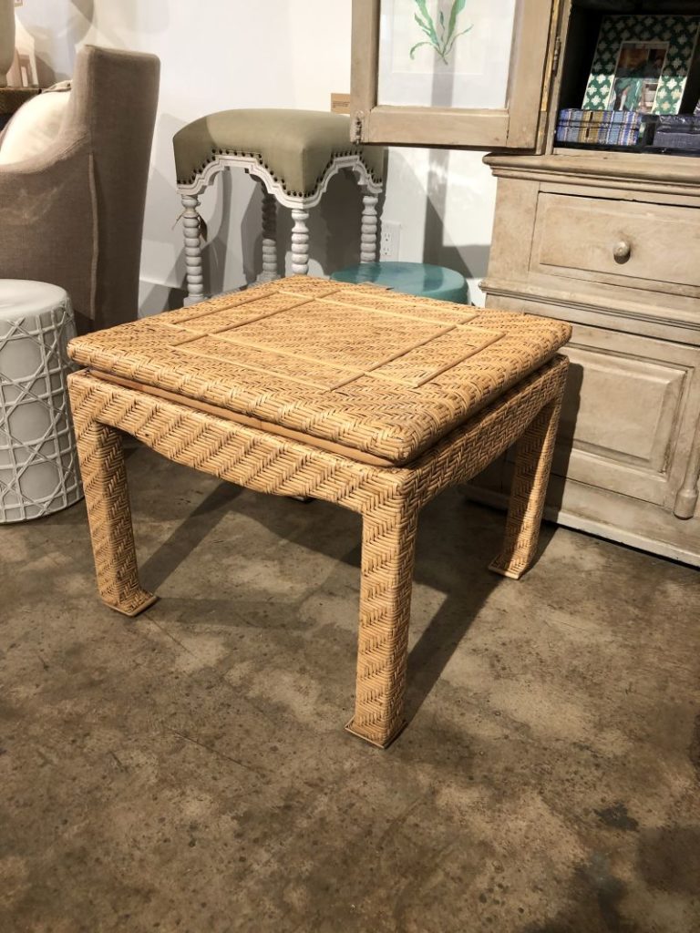 Laurel Rattan Woven Side Table Mecox Gardens