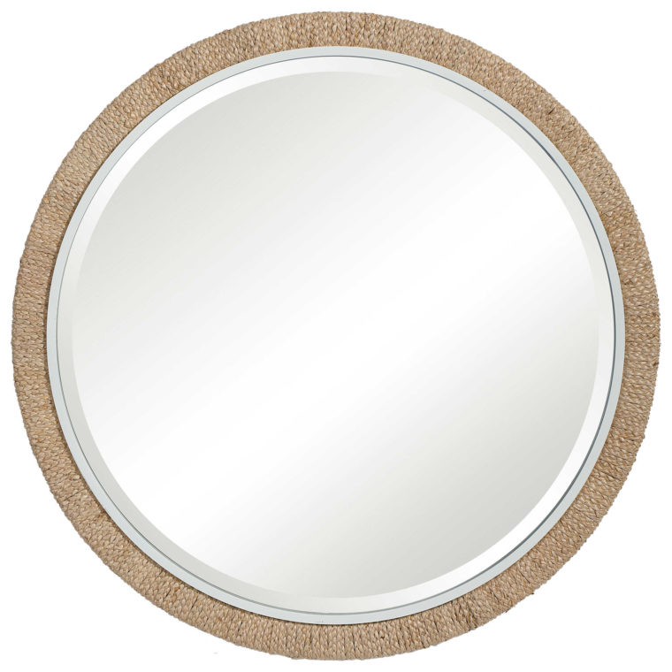 Woven Banana Leaf Round Mirror