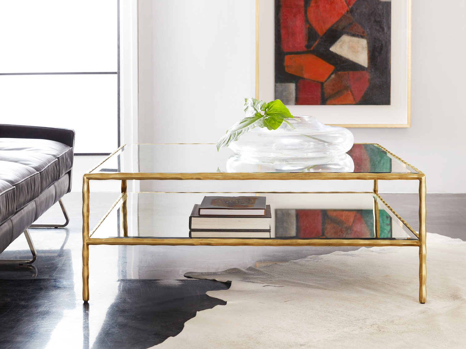 Brooks Square Gold Leaf Coffee Table - Mecox Gardens