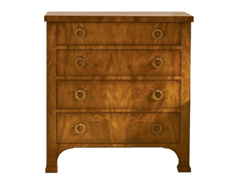 Franz Walnut Biedermeier Style Four Drawer Chest