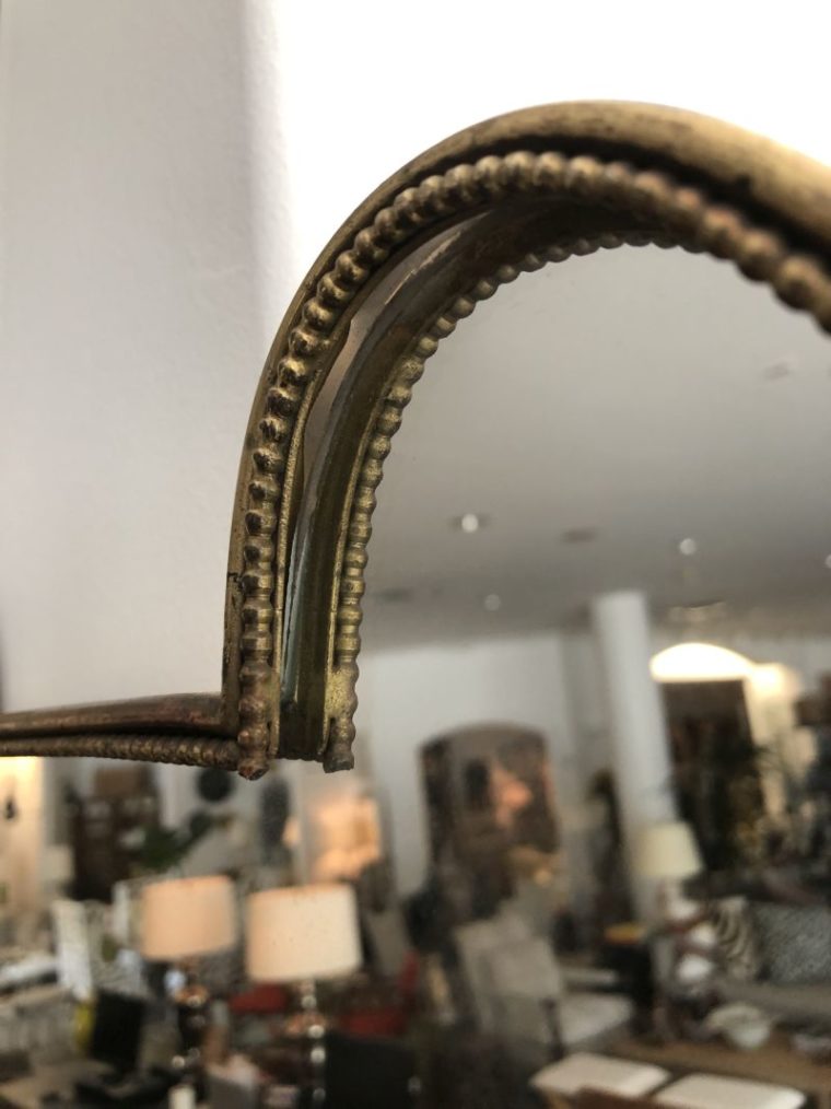 Vintage French Curved Brass Mirror Mecox Gardens