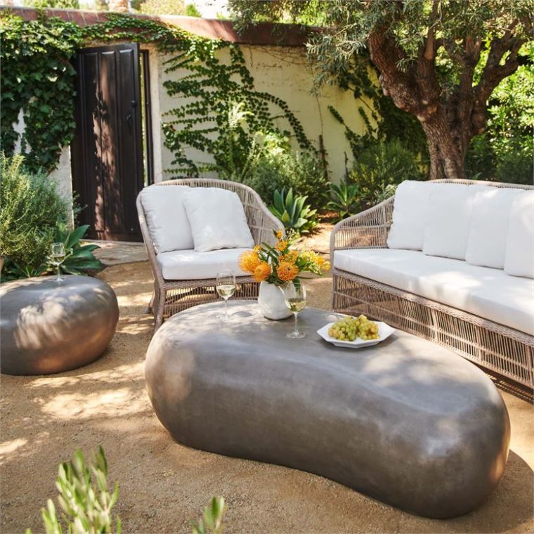 Outdoor Weathered Stone Coffee Tables - Image 13