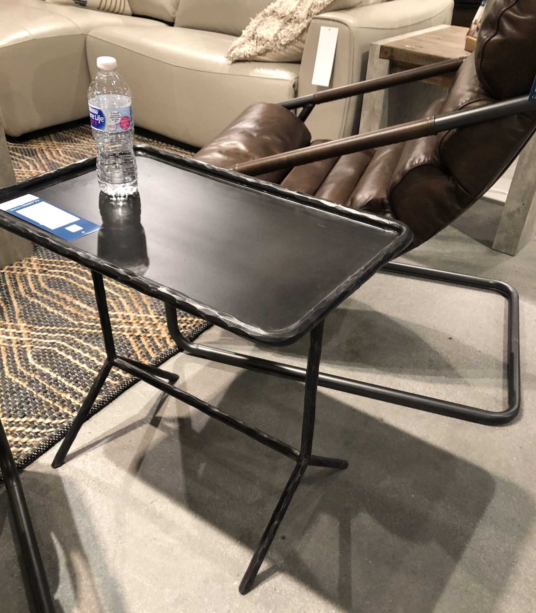 Hammered Black Metal Side Table Mecox Gardens