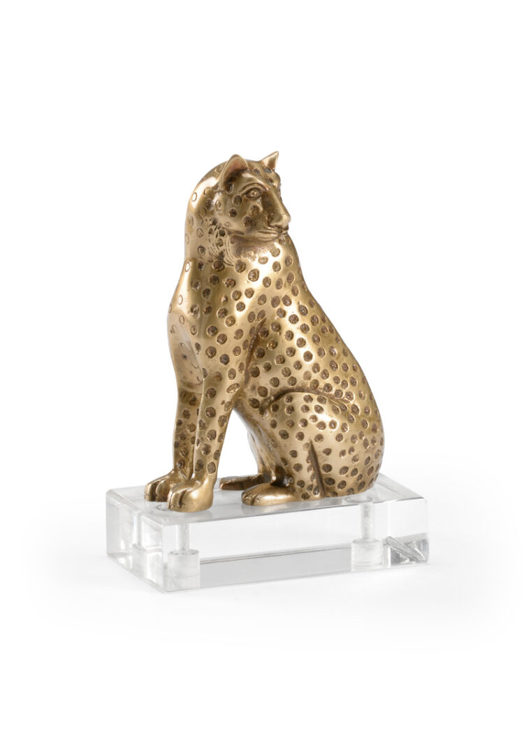 Antiqued Brass Cheetah Sculpture