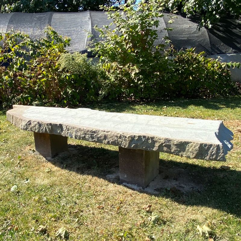 Solid Bluestone Bench With One Pointed End - Mecox Gardens