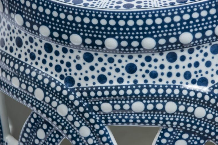 Blue Bubble Porcelain Garden Stool - Image 3
