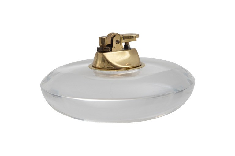 Vintage Round Lucite and Gold Lighter - Mecox Gardens