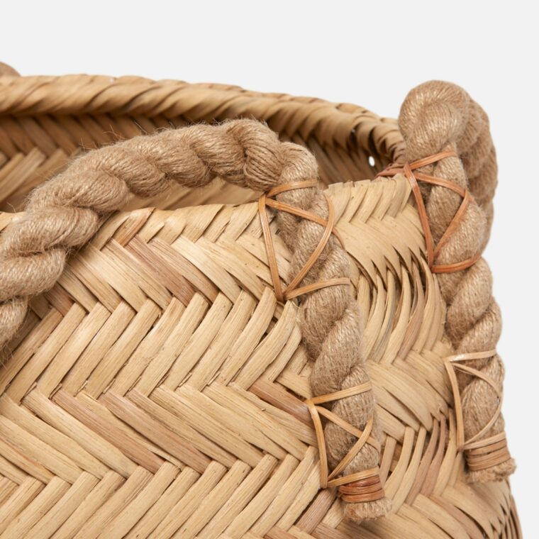 Small Chevron Woven Rattan Basket - Image 3