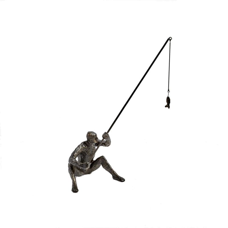 Cast Iron Sculpture of Fisherman