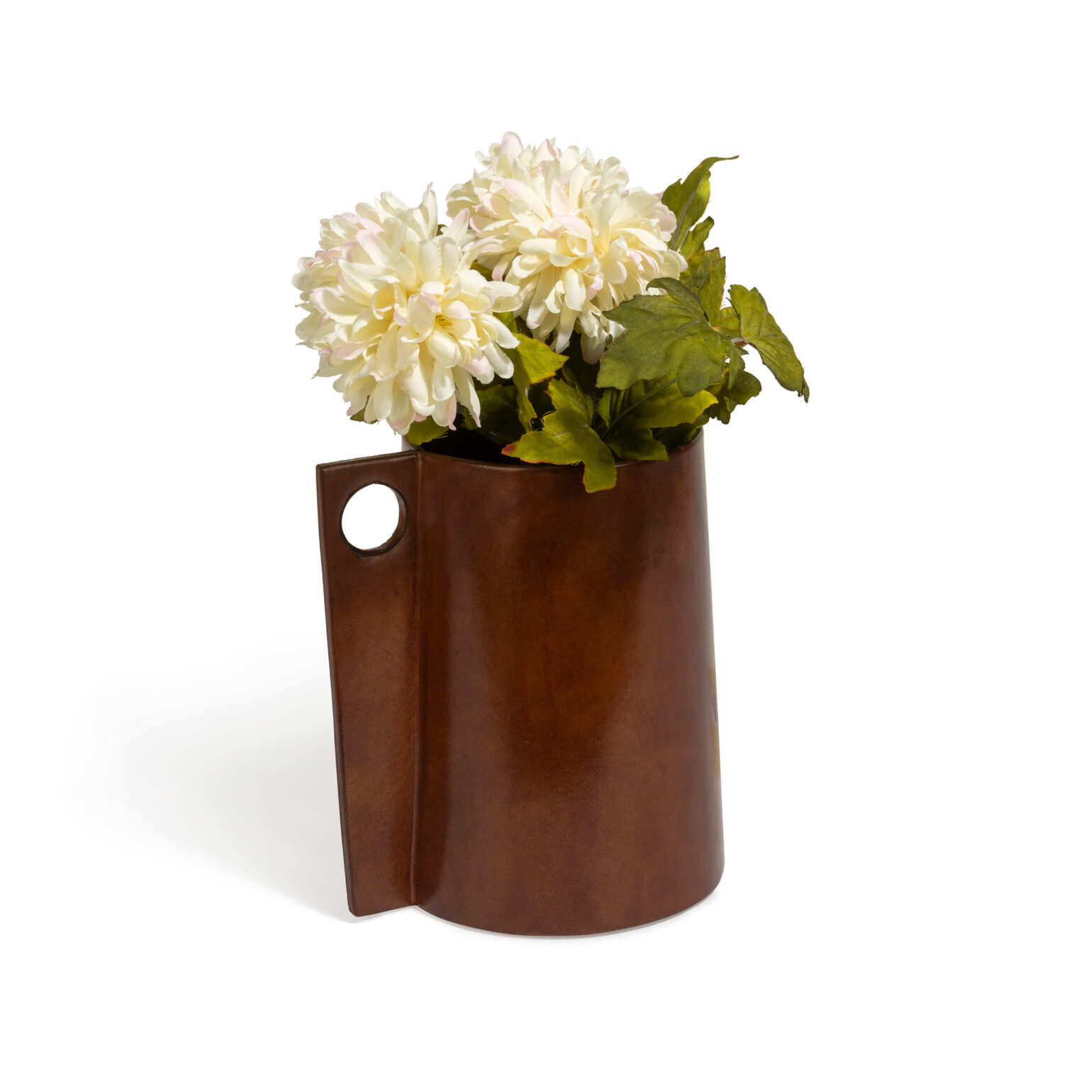 Modern Leather Vase with Glass Insert Mecox Gardens