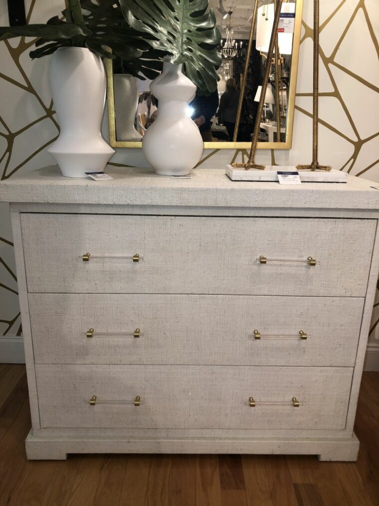 Charleston Three Drawer Painted Raffia Chest - Image 6