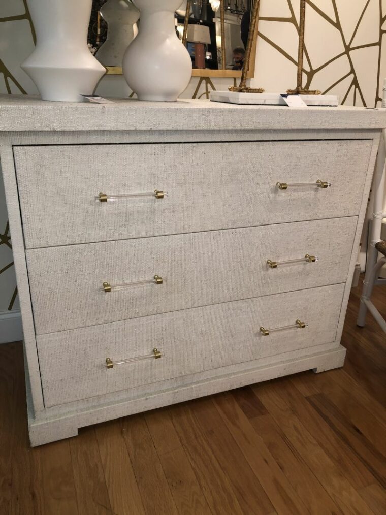 Charleston Three Drawer Painted Raffia Chest - Image 7