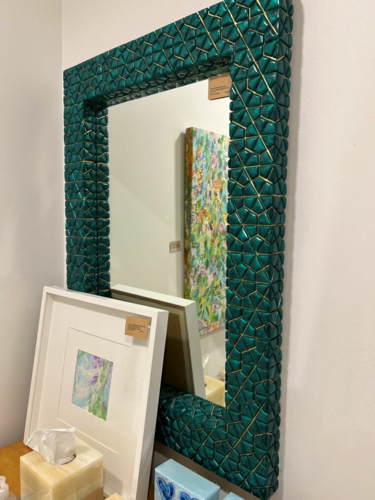 Emerald Pebbled Resin Framed Mirror